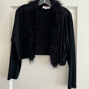 Tatyana Black Shrug with Luxurious Faux Fur Trim